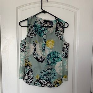 J. Crew Floral Sleeveless Blouse - Teal and Yellow